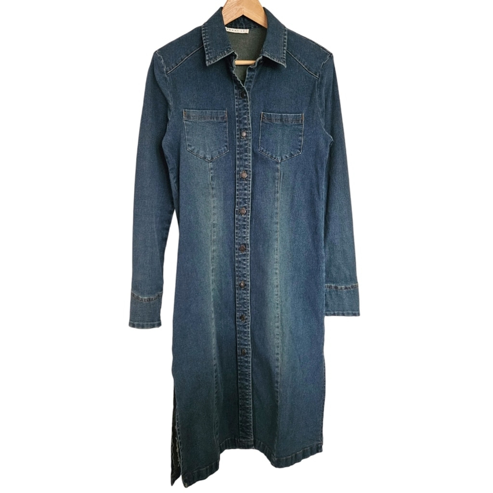 *As-is* Y2K Smart Set stretch denim bodycon‎ shirt-dress